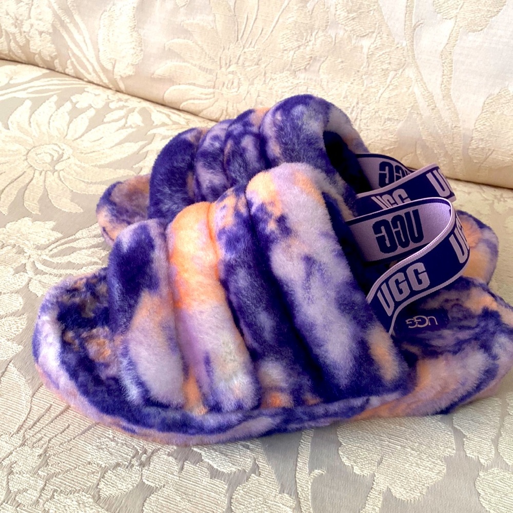 UGG multicolored slippers with sling back size 8